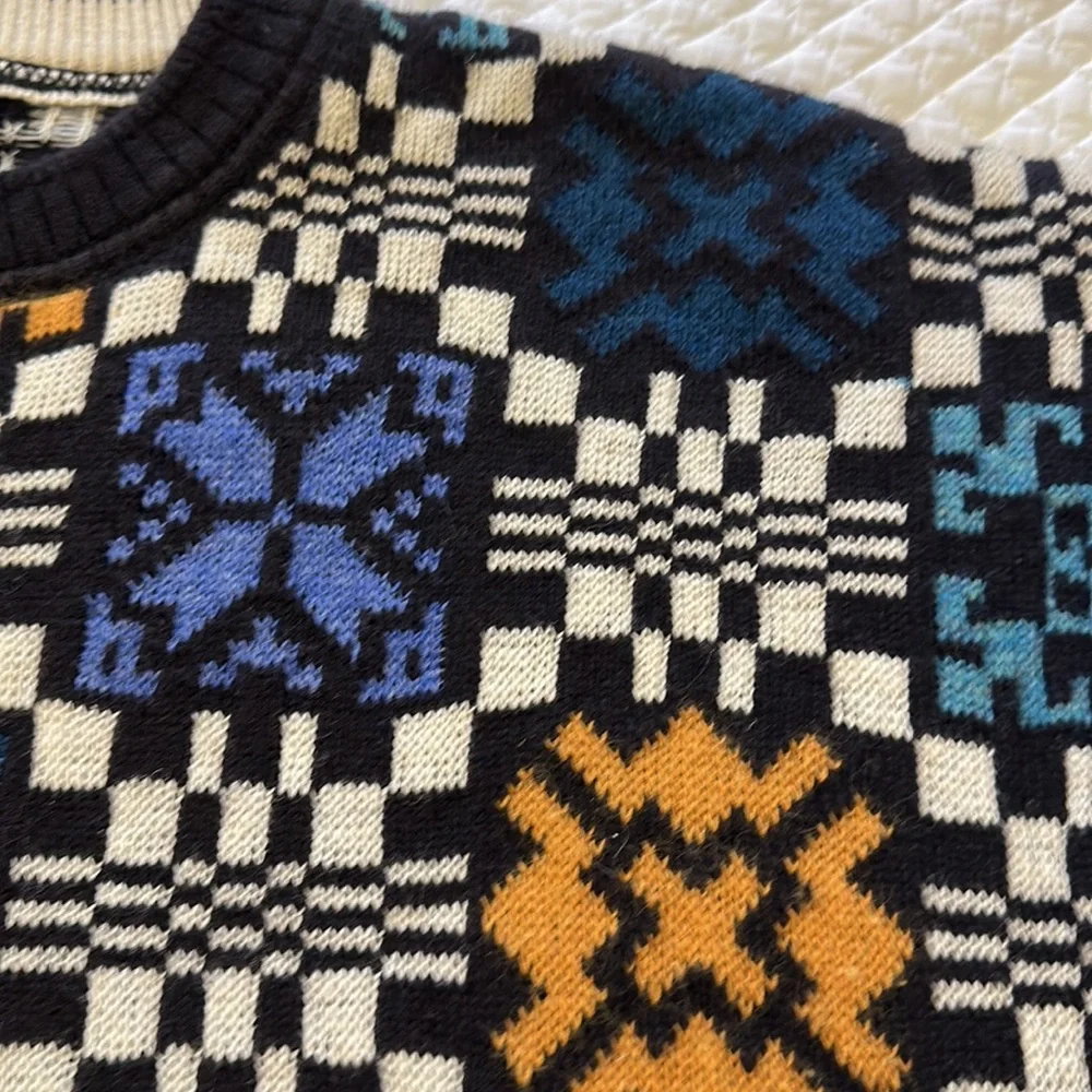Nani Bon of Italy Vintage Sweater Size 52 quilt pattern wool vintage - Picture 7 of 8
